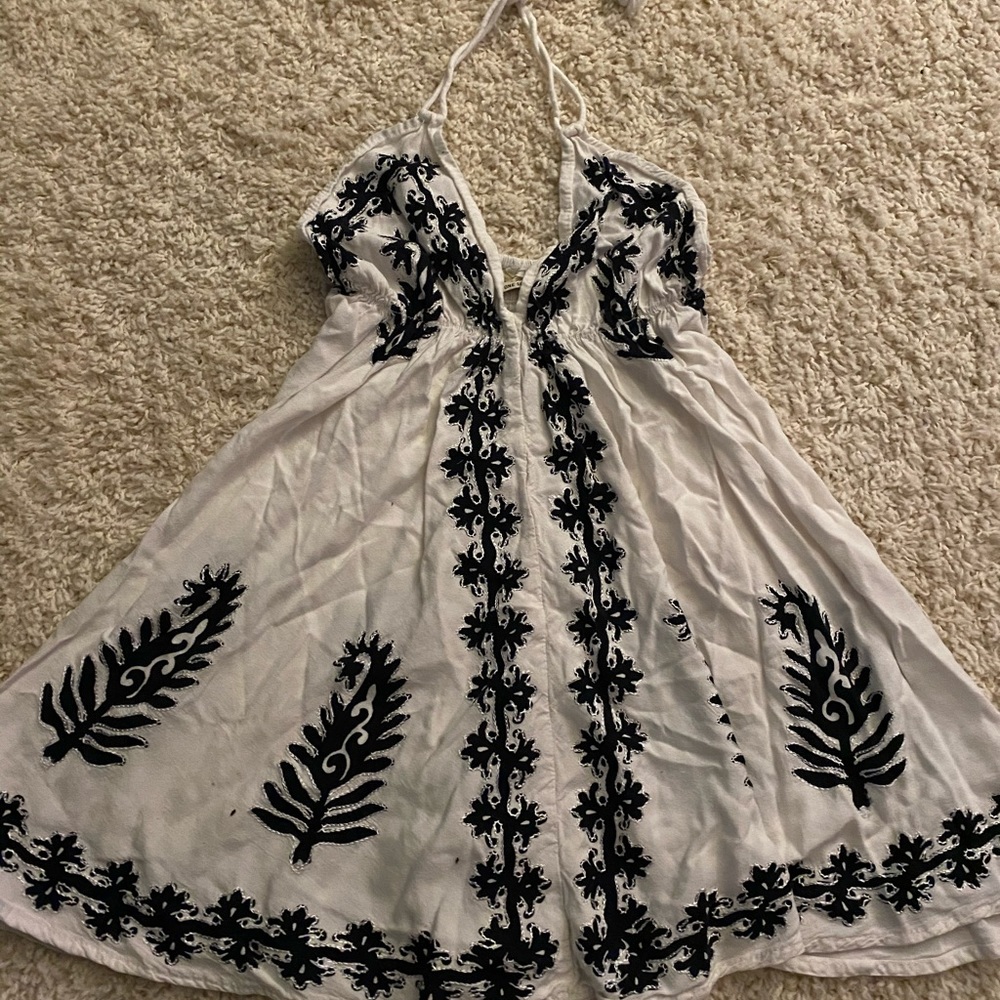 Embroidered halter tank